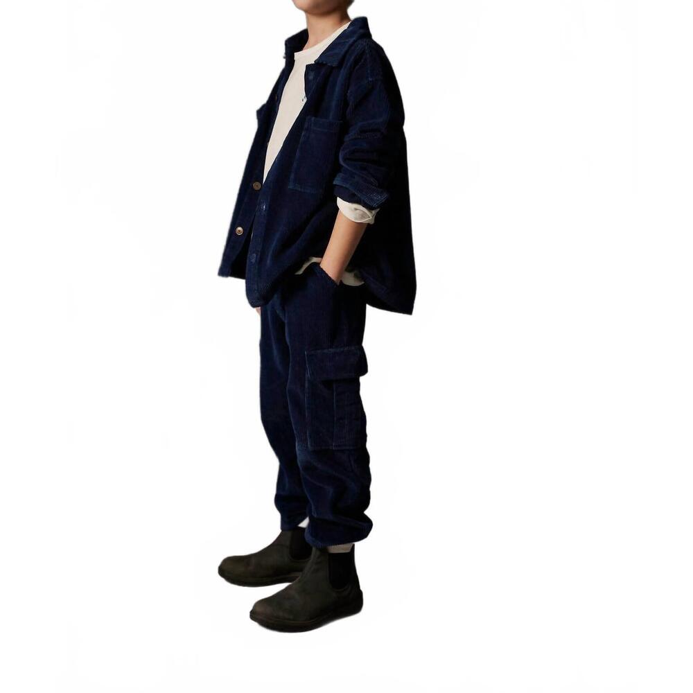 NEW COZMO boys' denim corduroy cargo pants in navy